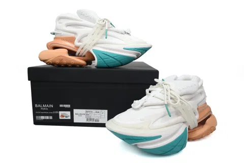 Balmain Sneakers White/Green/Orange – photo 7