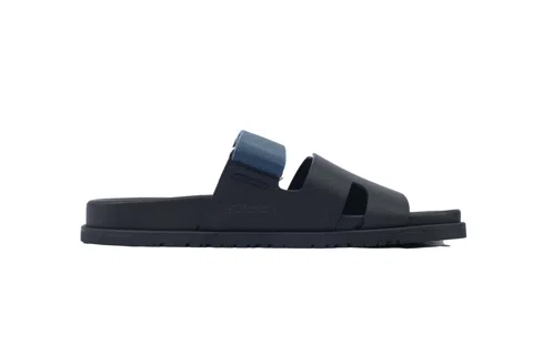 Hermès Slides Black/Blue Check – photo 4