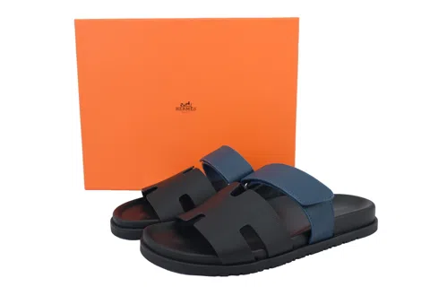 Hermès Slides Black/Blue Check – photo 11