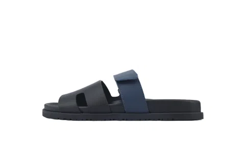 Hermès Slides Black/Blue Check