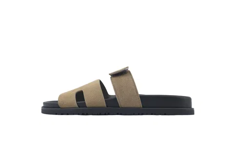 Hermès Slides Khaki Suede