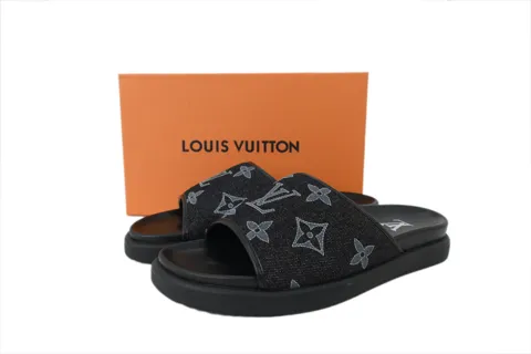 Louis Vuitton Slides Black Denim – photo 7