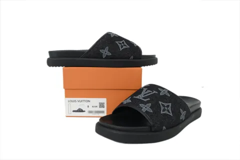 Louis Vuitton Slides Black Denim – photo 8