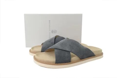 Brunello Cucinelli Suede Slide Grey – photo 6