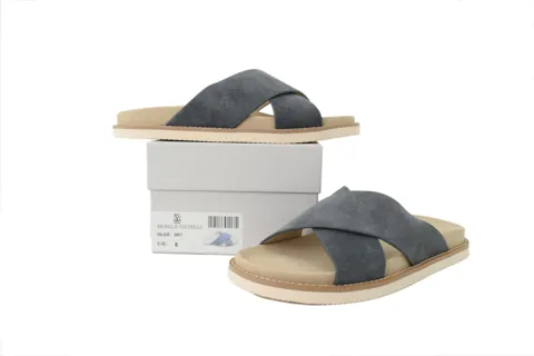 Brunello Cucinelli Suede Slide Grey – photo 7