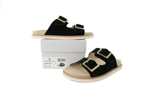Brunello Cucinelli Suede Slide Black – photo 7