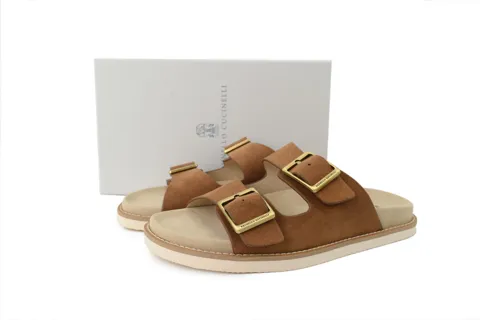 Brunello Cucinelli Suede Slide Brown – photo 6
