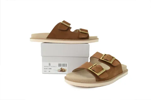 Brunello Cucinelli Suede Slide Brown – photo 7