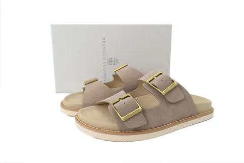 Brunello Cucinelli Suede Slide Chestnut – photo 6