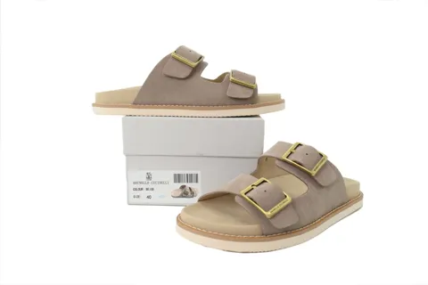 Brunello Cucinelli Suede Slide Chestnut – photo 7