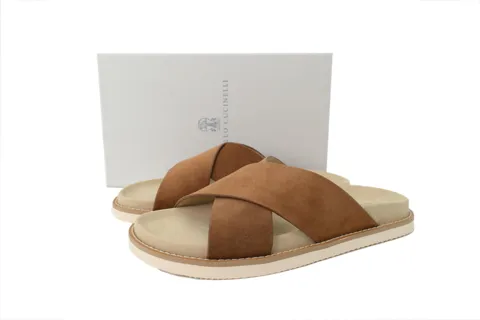 Brunello Cucinelli Suede Slide Chestnut – photo 6