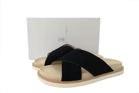 Brunello Cucinelli Suede Slide Black – photo 6