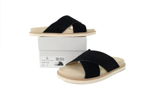 Brunello Cucinelli Suede Slide Black – photo 7