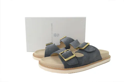Brunello Cucinelli Suede Slide Grey – photo 6