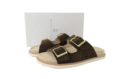 Brunello Cucinelli Suede Slide Coffee – photo 6