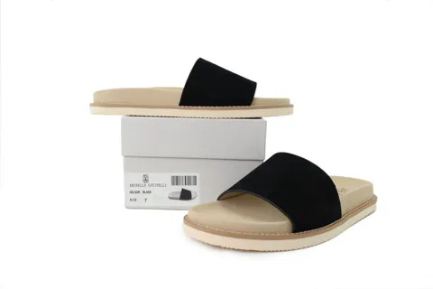 Brunello Cucinelli Suede Slide Black – photo 7