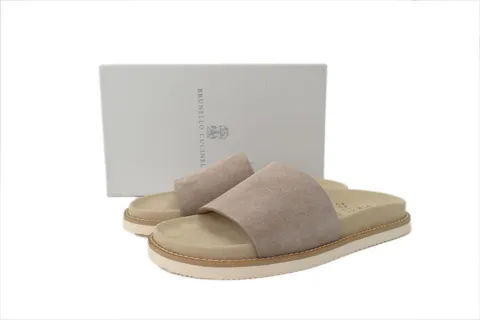 Brunello Cucinelli Suede Slide Sand – photo 6