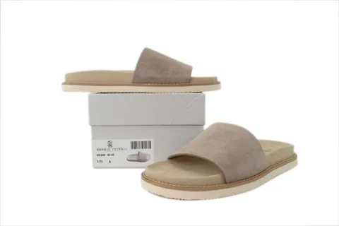 Brunello Cucinelli Suede Slide Sand – photo 7