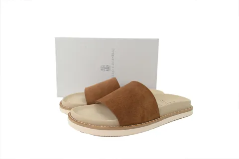 Brunello Cucinelli Suede Slide Chestnut – photo 6