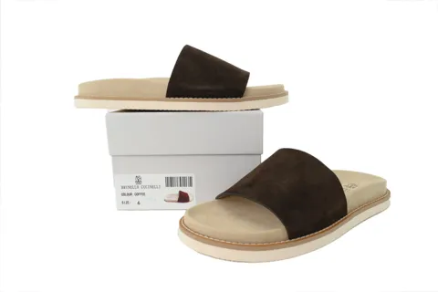 Brunello Cucinelli Suede Slide Coffee – photo 7