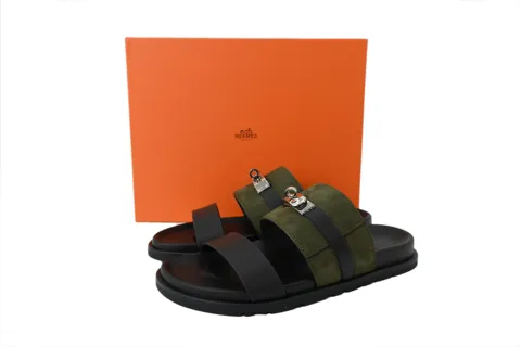Hermès Slides Black/Green – photo 6